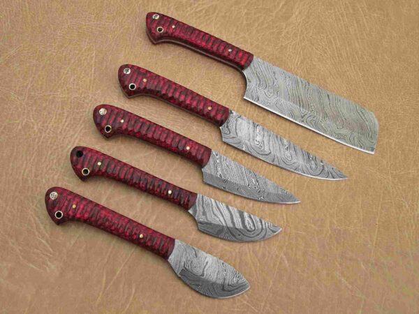 Custom Handmade Damascus Steel Chef Knife Set With Leather Roller Kit | Christmas Gift, Birthday Gift, Wedding Gift, Anniversary Gift, Valentine's Gift - Image 4