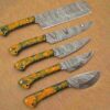 Custom Handmade Damascus Steel Chef Knife Set With Leather Roller Kit | Christmas Gift, Birthday Gift, Wedding Gift, Anniversary Gift, Valentine's Gift - Image 4