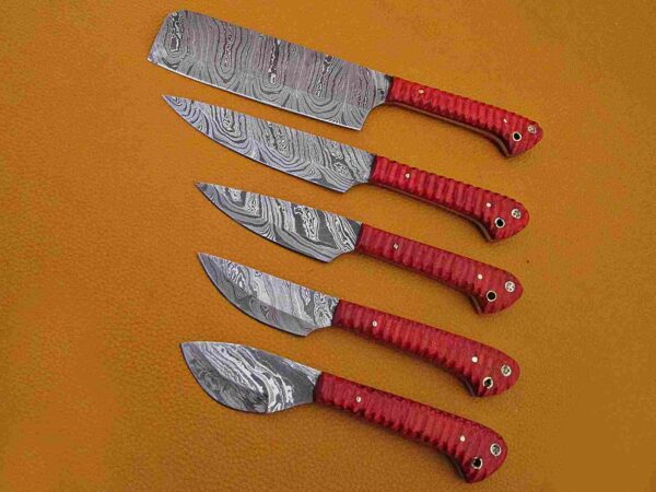 Custom Handmade Damascus Steel Chef Knife Set With Leather Roller Kit | Christmas Gift, Birthday Gift, Wedding Gift, Anniversary Gift, Valentine's Gift - Image 5