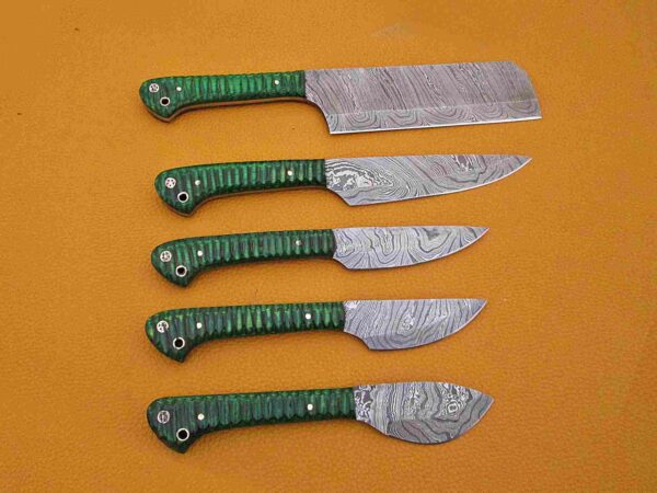 Custom Handmade Damascus Steel Chef Knife Set With Leather Roller Kit | Christmas Gift, Birthday Gift, Wedding Gift, Anniversary Gift, Valentine's Gift - Image 5