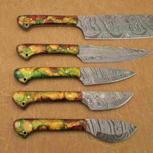 Custom Handmade Damascus Steel Chef Knife Set With Leather Roller Kit | Christmas Gift, Birthday Gift, Wedding Gift, Anniversary Gift, Valentine's Gift