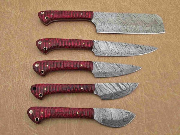 Custom Handmade Damascus Steel Chef Knife Set With Leather Roller Kit | Christmas Gift, Birthday Gift, Wedding Gift, Anniversary Gift, Valentine's Gift - Image 5