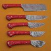 Custom Handmade Damascus Steel Chef Knife Set With Leather Roller Kit | Christmas Gift, Birthday Gift, Wedding Gift, Anniversary Gift, Valentine's Gift - Image 6