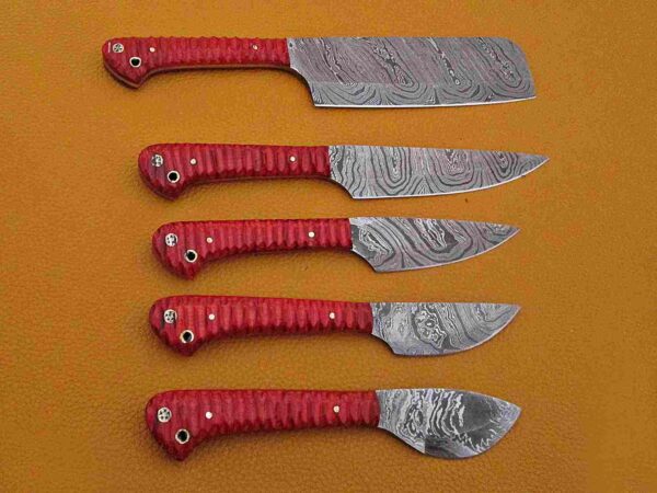 Custom Handmade Damascus Steel Chef Knife Set With Leather Roller Kit | Christmas Gift, Birthday Gift, Wedding Gift, Anniversary Gift, Valentine's Gift - Image 6