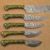 Custom Handmade Damascus Steel Chef Knife Set With Leather Roller Kit | Christmas Gift, Birthday Gift, Wedding Gift, Anniversary Gift, Valentine's Gift - Image 6