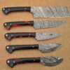 Custom Handmade Damascus Steel Chef Knife Set With Leather Roller Kit | Christmas Gift, Birthday Gift, Wedding Gift, Anniversary Gift, Valentine's Gift
