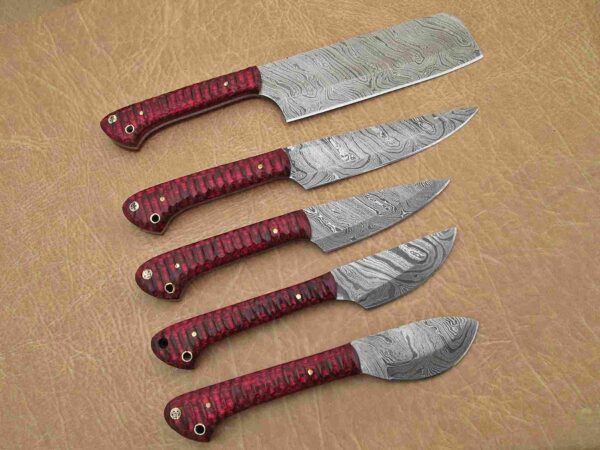 Custom Handmade Damascus Steel Chef Knife Set With Leather Roller Kit | Christmas Gift, Birthday Gift, Wedding Gift, Anniversary Gift, Valentine's Gift - Image 6