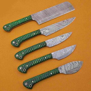 Custom Handmade Damascus Steel Chef Knife Set With Leather Roller Kit | Christmas Gift, Birthday Gift, Wedding Gift, Anniversary Gift, Valentine's Gift
