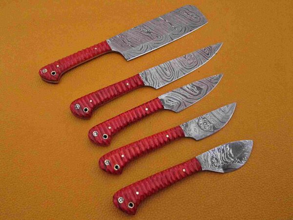 Custom Handmade Damascus Steel Chef Knife Set With Leather Roller Kit | Christmas Gift, Birthday Gift, Wedding Gift, Anniversary Gift, Valentine's Gift - Image 7