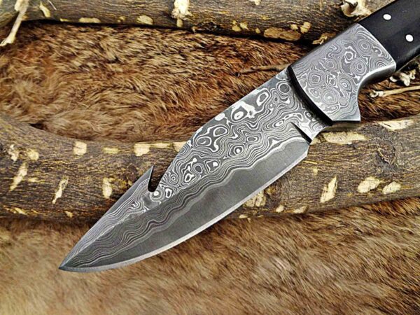 Custom Handmade Damascus Steel Gut Hook Skinner Knife | Christmas Gift, Birthday Gift, Wedding Gift, Anniversary Gift, Valentine's Gift - Image 3