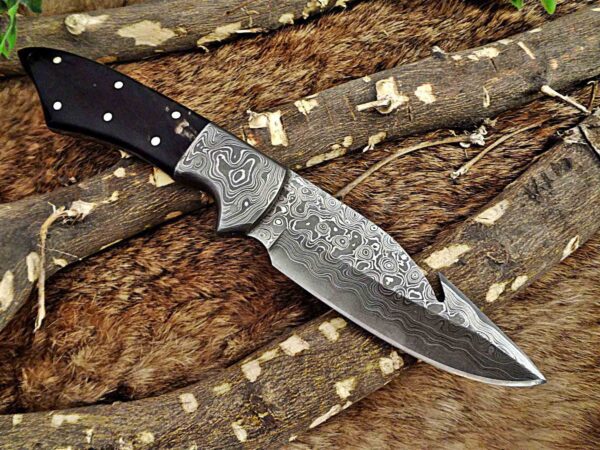 Custom Handmade Damascus Steel Gut Hook Skinner Knife | Christmas Gift, Birthday Gift, Wedding Gift, Anniversary Gift, Valentine's Gift - Image 4