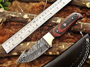 Custom Handmade Damascus Steel Gut Hook Skinner Knife | Christmas Gift, Birthday Gift, Wedding Gift, Anniversary Gift, Valentine's Gift