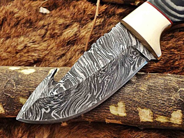 Custom Handmade Damascus Steel Gut Hook Skinner Knife | Christmas Gift, Birthday Gift, Wedding Gift, Anniversary Gift, Valentine's Gift - Image 3